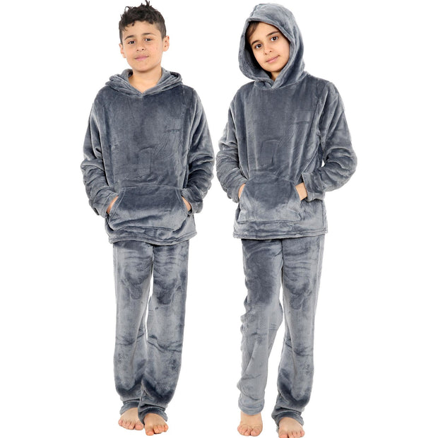 A2Z 4 Kids Childrens Warm Fleece twosie Hooded Pyjamas For Girls & Boys Sleepover 2 Piece Gift Set Age 5-6, 7-8, 9-10, 11-12 & 13 years