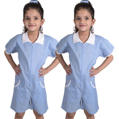 Kids Girls Gingham School 2 Pack Check Summer Playsuit With Matching Scrunchies - A2Z 4 Kids