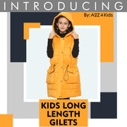 A2Z Kids Girls Down Vest Fashion Oversized Mustard Hooded Quilted Gilet Padded Long Line Vest Jacket Long Sleeveless Coat Urban Winter Wear Age 7-13 Years