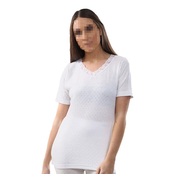 Ladies Thermal Vests Women Tog Pointelle Extra Warm Short Sleeve Thermal T Shirt