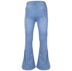 Kids Girls Denim Jeans Comfort Stretchy Flared Bell Bottom Ripped Fashion Pants