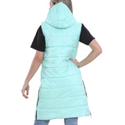 A2Z Ladies Adults Sleeveless Gilet Oversized Hooded Mint Quilted Gilet Padded Long Line Vest Jacket Sleeveless Coat Urban Winter Wear