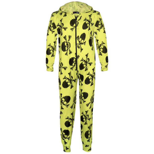 Kids Unisex Onesie Girls Boys Skull & Cross Bone Print Onesies All In One Jumpsuit PJ's New Age 5-13 Years - A2Z 4 Kids