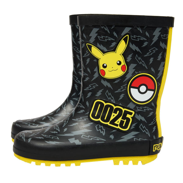 Officially Licensed Pokemon Pikachu 0025 Kids Wellies Lightning PVC Rain Boots