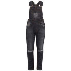 Kids Girls Denim Dungaree Knee Ripped Jeans Overall All In One Jumpsuit