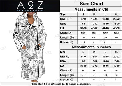 A2Z Women's Luxurious Floral Print Fleece Robe Winter Shawl Collar Dressing Gown