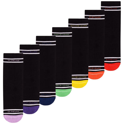 Boys Girls 7 Days Week Socks Cotton Rich Plain Ankle Colourful Heal Toes Socks