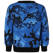 A2Z 4 Kids Camouflage Blue Tracksuit Jumper Sweatshirt Set with Jogger Bottoms PE School Sports Activewear Set Girls Boys Children Age 3-13 years