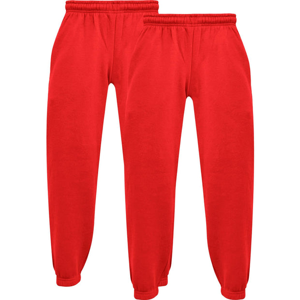 Kids Girls Boys Plain Jogging Bottoms Cuffed Joggers Sweatpants Trousers 2-14 Yr