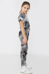 Girls Tops Kids Designer's #Selfie Camouflage Print Crop Top Legging Set 5-13 Yr