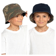 Kids Reversible Bucket Hat Summer Foldable Cotton Sun Protection Hiking Hat