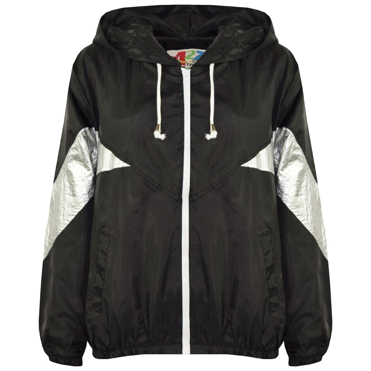 A2Z 4 Kids Girls Boys Windbreaker Jackets Metallic Panelled Hooded Raincoats