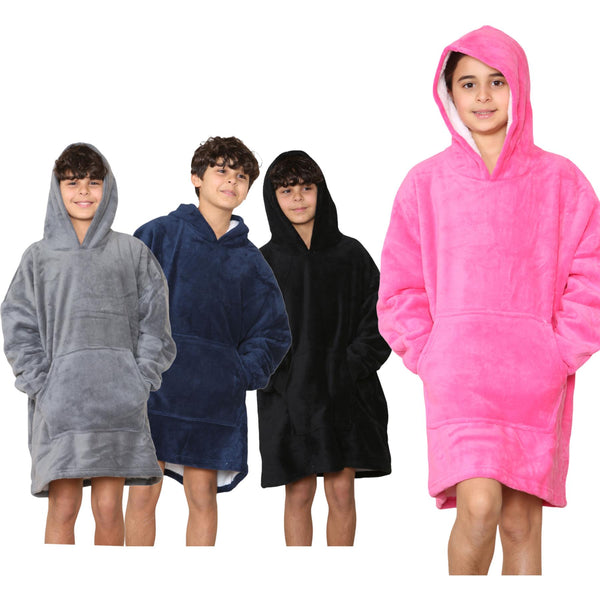 Kids Girls Boys Ultra Soft Oversized Hoodie Snuggle Plush Sherpa Fleece Lining