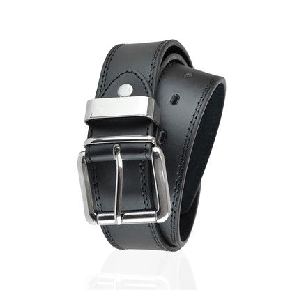Mens Belt Alloy Pin Buckle Belt 2 Pack Double Stitched Leather Lined Jeans Belts