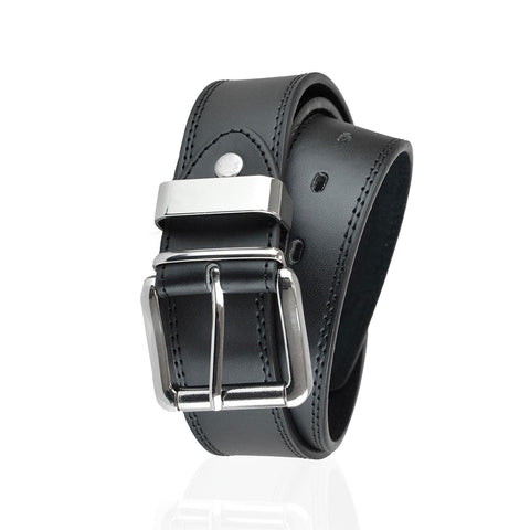 Mens Belt Alloy Pin Buckle Belt 2 Pack Double Stitched Leather Lined Jeans Belts