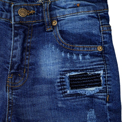 Kids Boys Ripped Dark Blue Denim Shorts Comfort Stretch Jeans Trouser Pants 5-13
