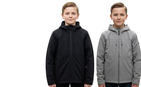 A2Z 4 Kids Boys School Softshell Jacket with Hooded Water Resistant Zip Pockets