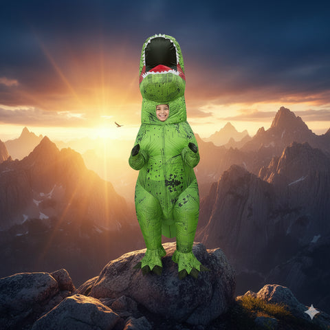 Kids Inflatable Dinosaur Costume Boys Girls T-Rex Halloween Fancy Dress Age 8-12