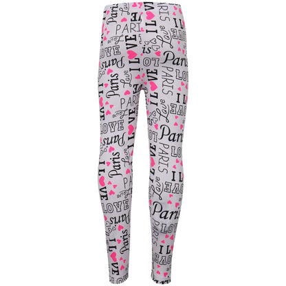 Kids Girls Legging I Love Paris Print Trendy Fashion Dance Party Summer Leggings