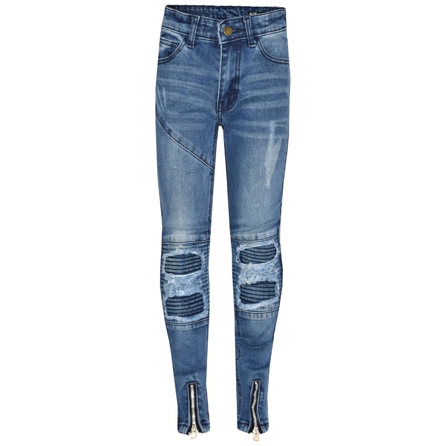 Kids Girls Stretchy Jeans Designer Ripped Drape Panel Denim Pant Trouser 5-13 Yr