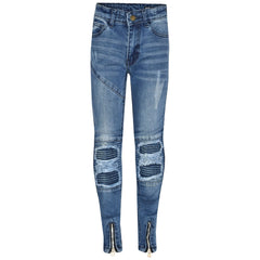 Kids Girls Stretchy Jeans Designer Ripped Drape Panel Denim Pant Trouser 5-13 Yr