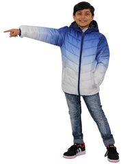 Kids Boys Hooded Jackets 3D Two Tone Fade Gradient Padded Warm Thick School Coat