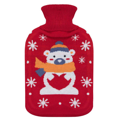 2-Pack Hot Water Bottle Christmas Santa Penguin Polar Bear Xmas 2L Heat Therapy
