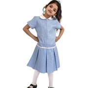 Kids Girls 2 Pack Uniform School Zip Up Gingham Dress With Matching Scrunchies - A2Z 4 Kids