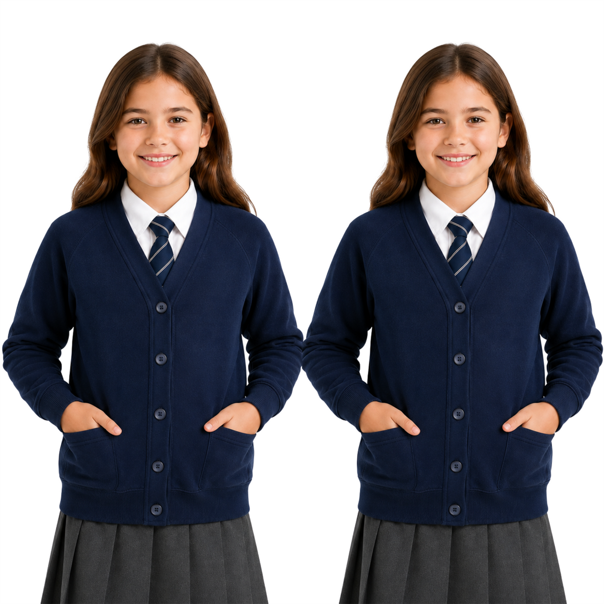 Kids Girls Scouts School Uniform Cardigan Long Sleeve Sweat Knitted Cardigan