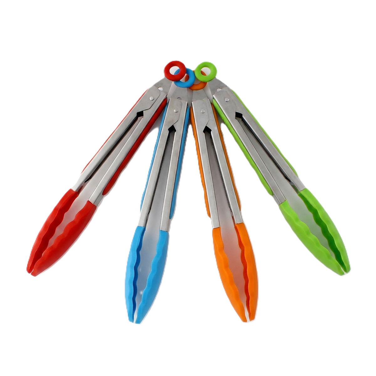 Silicone Grip Tongs Pack of 3 Heat Resistant Kitchen BBQ Cooking Serving Tongs