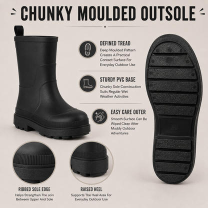 Kids Girls Wellington Wellies Non-Slip Waterproof Lightweight Rain Boots