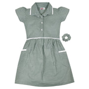 Kids Girls Gingham School Dress Check Dresses With Matching Scrunchies 2-14 - A2Z 4 Kids