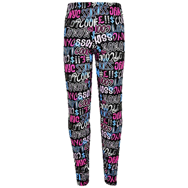 Kids Girls Legging Cool Graffiti Print Stylish Fashion Leggings Age 7-13 Years
