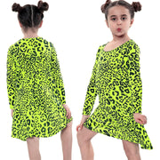 Kids Girls Swing Dresses Spicy Tartan Dog Tooth Print Fashion Dresses 3-13 Years