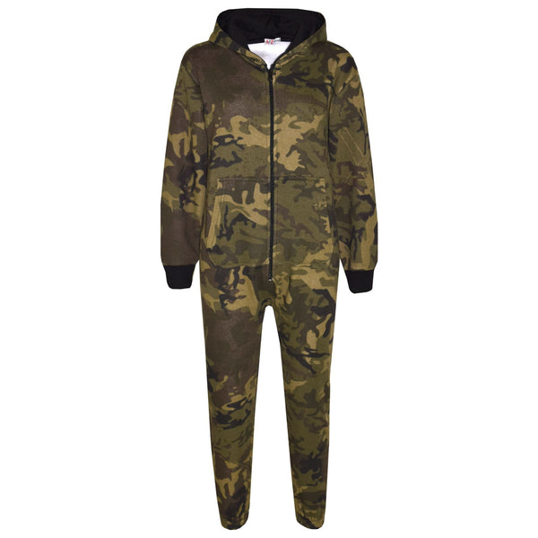 Kids Girls Boys A2Z Onesie One Piece Fleece Camouflage Print All In One Jumpsuit