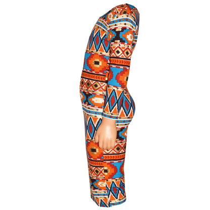 Girls Skater Dress Kids Aztec Print Summer Party Swing Midi Dresses 7-13 Years