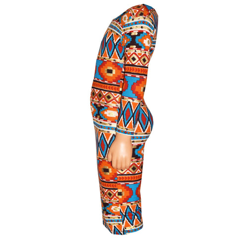 Girls Skater Dress Kids Aztec Print Summer Party Swing Midi Dresses 7-13 Years