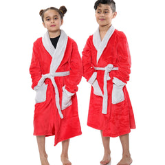 Kids Soft Fleece Bathrobe Dressing Gown Hooded Swim Beach Girls Boys 2-13 years