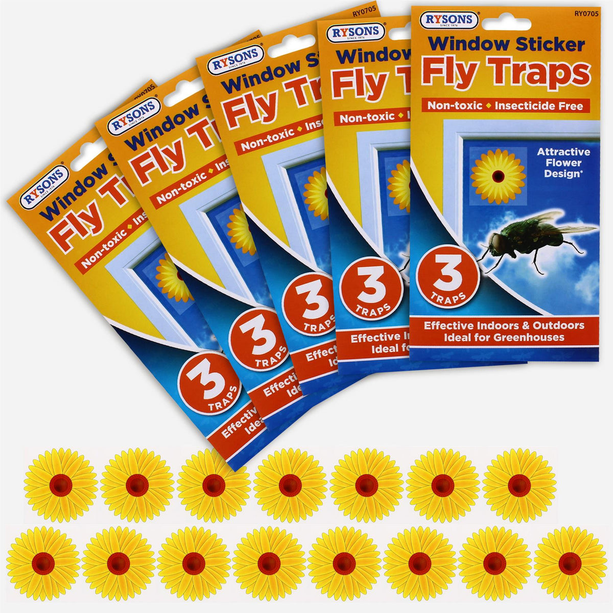 A2Z Window Sticker Fly Traps Pack of 3 Non Toxic Sticky Fly Catcher Stickers