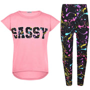 A2Z 4 Kids Girls Top Kids Sassy Print Trendy Baby Pink T Shirt Tops & Fashion Legging Set Age 5-6, 7-8, 9-10, 11-12 & 13 Years