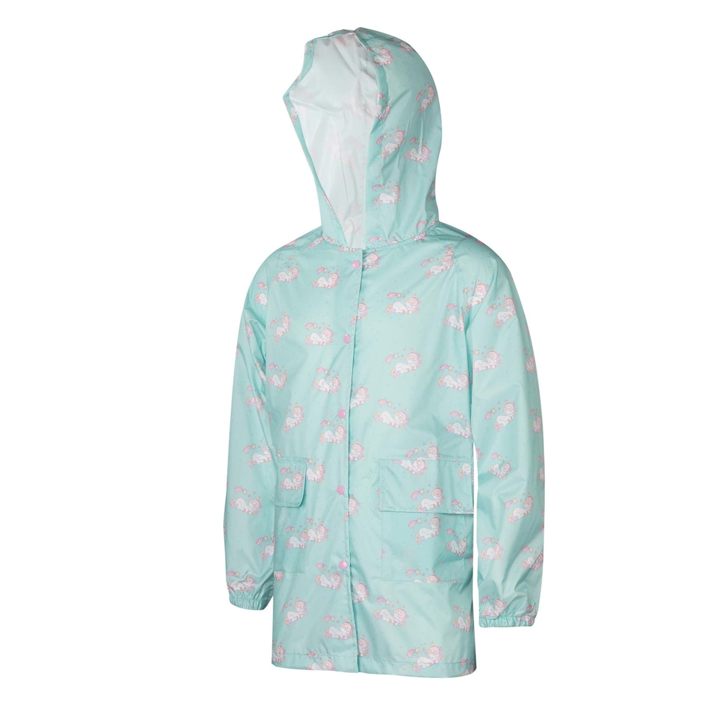 Kids Girls Unicorn Raincoat Wind Resistant Lightweight Hooded Waterproof Jackets