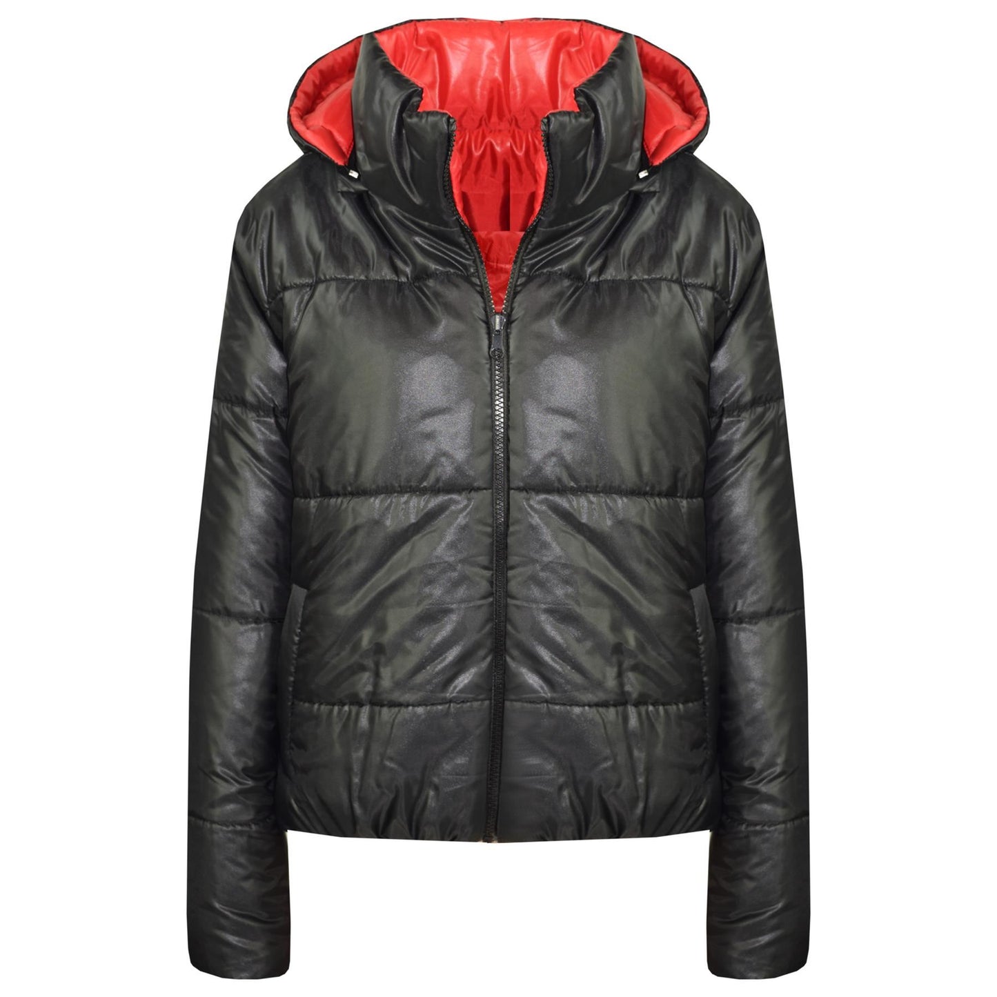 Girls Jackets Kids Reversible Cropped Hooded Padded Puffer Jacket Coat 5-13 Year