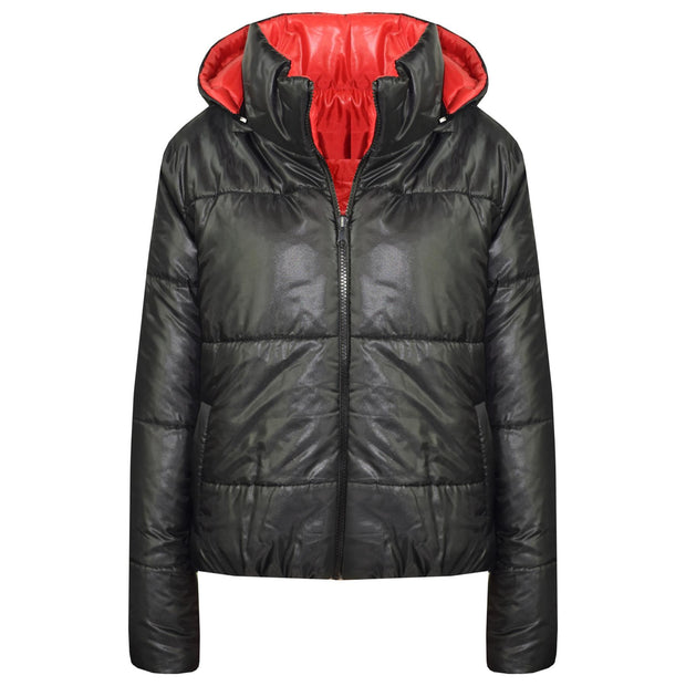 Girls Jackets Kids Reversible Cropped Hooded Padded Puffer Jacket Coat 5-13 Year