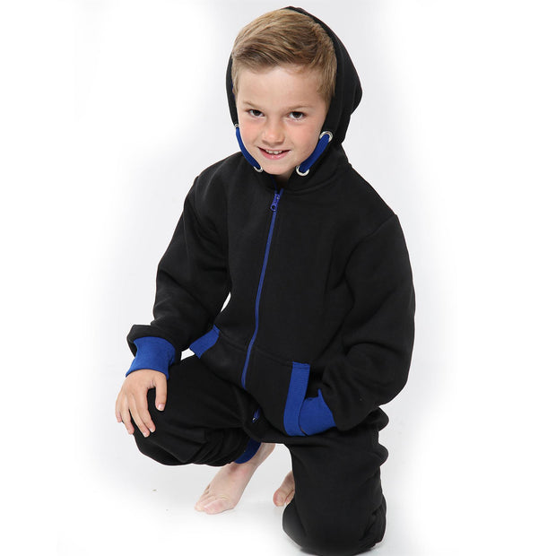 A2Z 4 Kids Girls Boys Royal Blue Contrast Fleece Onesie All In One Jumsuit Playsuit Nightwear New Age 2 3 4 5 6 7 8 9 10 11 12._13 Years