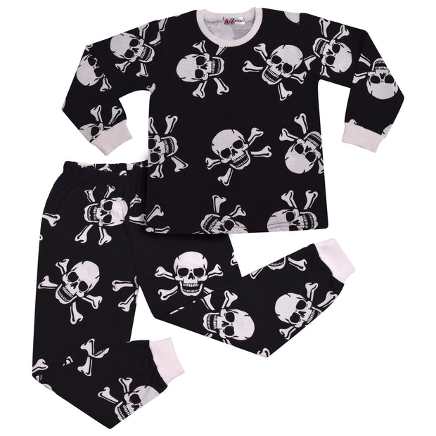 Kids Girls Skull & Bones Print Pyjamas Set