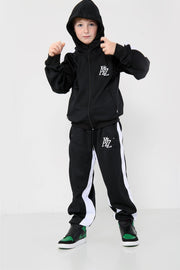 A2Z 4 Kids Kids Girls Boys Tracksuit Designer's A2Z Embroidered Black Contrast Panelled Fleece Hooded Hoodie Top Bottom Running Jogging Workout Gym Suit Joggers Age 5 6 7 8 9 10 11 12 13 Years