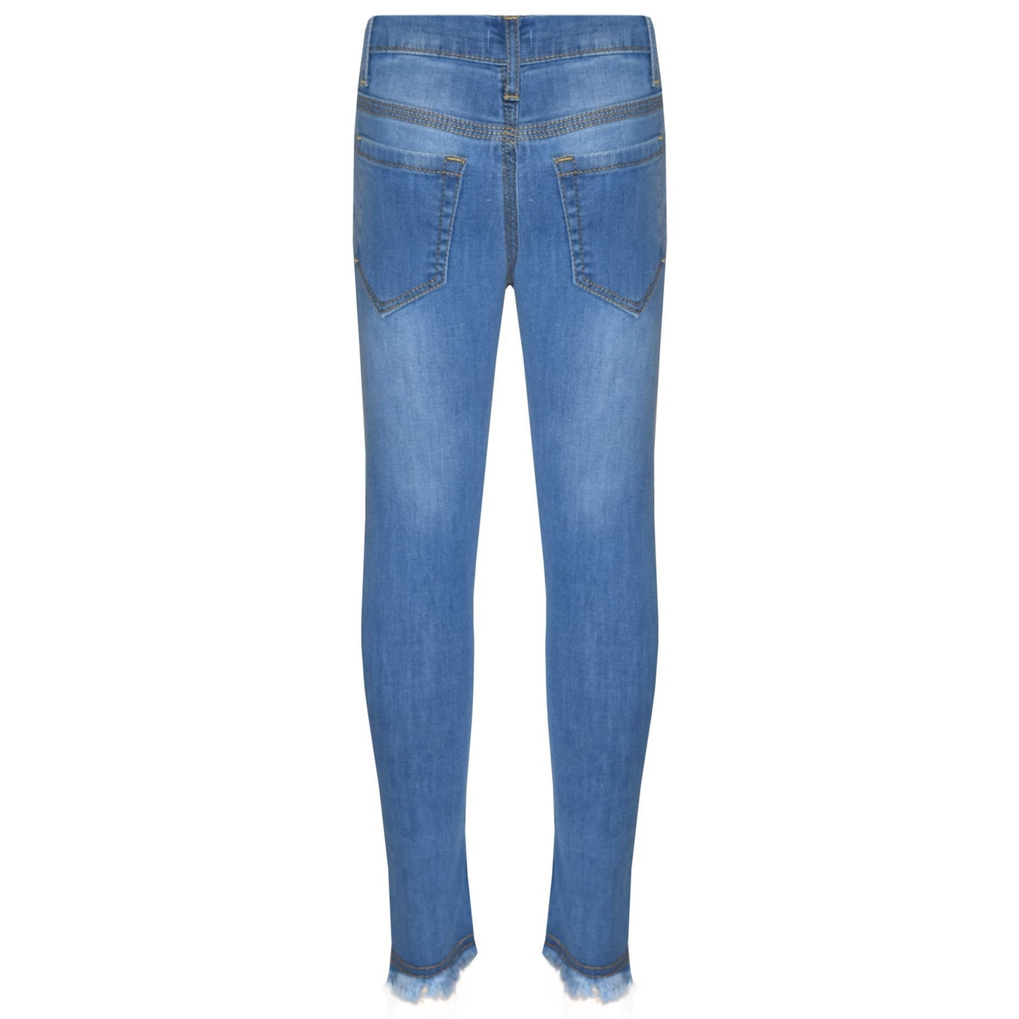 Girls Skinny Jeans Kids Stretchy Denim Ripped Rough Pants Trousers Jeggings 5-13