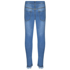 Girls Skinny Jeans Kids Stretchy Denim Ripped Rough Pants Trousers Jeggings 5-13