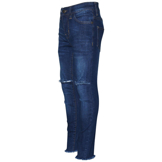 Kids Girls Stretchy Ripped Jeans Denim Skinny Fashion Frayed Pant Jegging 3-13 Y