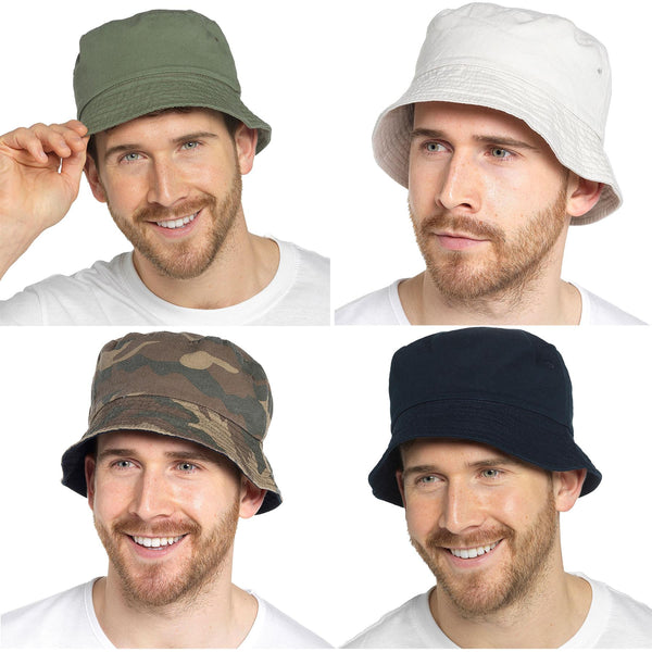 Mens Bucket Hat Summer Foldable Cotton Sun Hat UV Protection Fisherman Hiking
